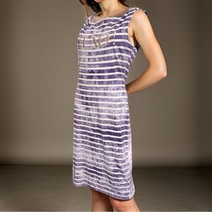 Y2K Moschino Cheap Chic Ciao Purple White Striped Cotton Jersey Sleeveless Dress